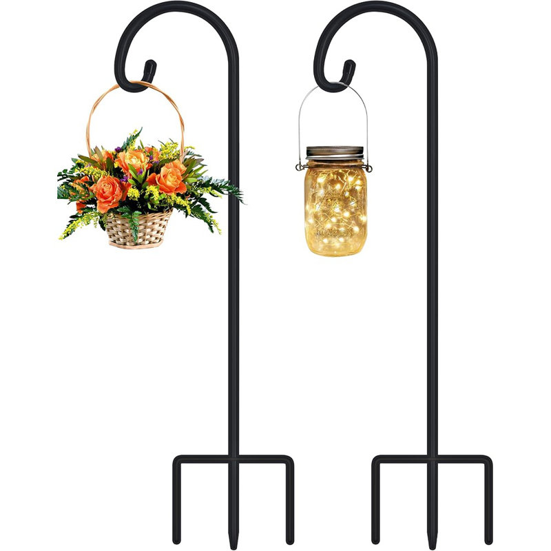 Adjustable 32 Inch Small Shepherds Hooks For Outdoor, Garden Hooks For Lanterns, Sheperds Hook For Hanging Plants, Bird Feeders, Solar Lights, Mason Jars, Weddings Decor,2 Pack