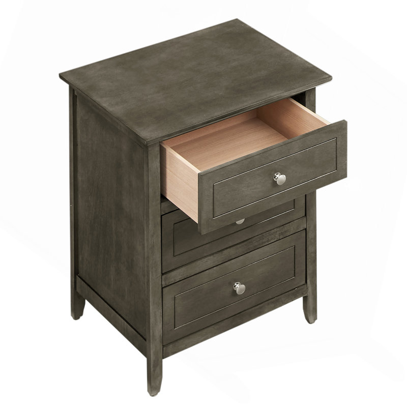 Table de chevet transitionnelle grise sophistiquée, Gris
