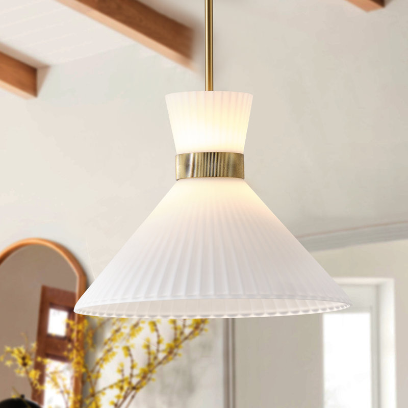 1-LED dimmable white glass pendant light