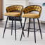 Ensemble de 2 tabourets de bar en velours avec pieds en fer noir, tabourets de comptoir modernes pour îlot de cuisine-817309580