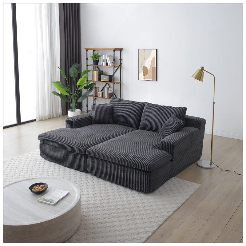 Méridienne double modulaire surdimensionnée Boneless de 87 pouces avec canapé-lit moelleux en nuage, aucun assemblage requis, causeuse moelleuse moderne pour le salon intérieur