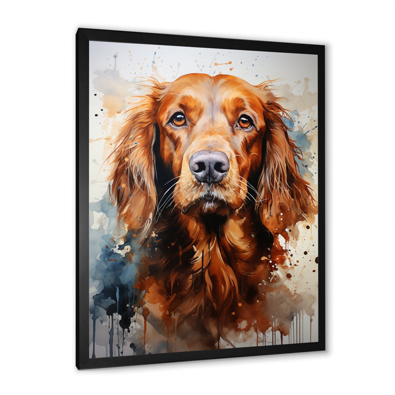 «Dog Irish Setter Impressions II», reproduction sur toile, H 20 po x l 12 po x P 1 po, Cadre simple noir