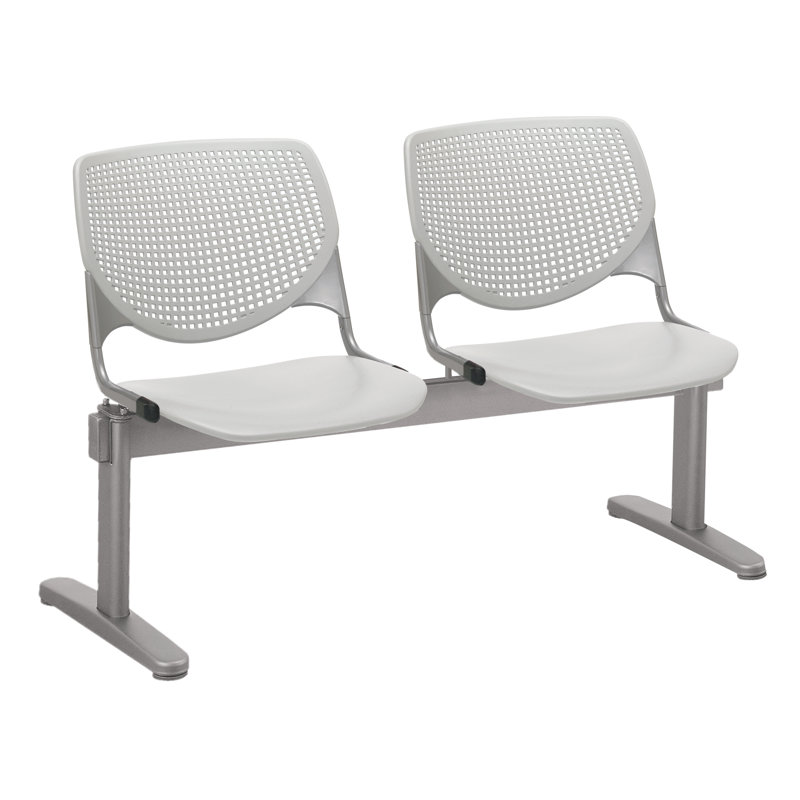 Siège tandem en plastique avec cadre en métal 47 po Kool, Blanc, Gris clair