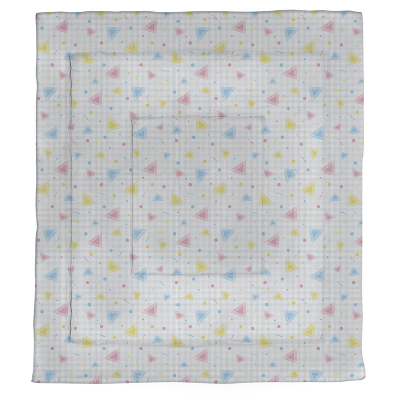 Édredon simple réversible Katelyn Elizabeth Trapezoids, Édredon grand, Gris/bleu/jaune