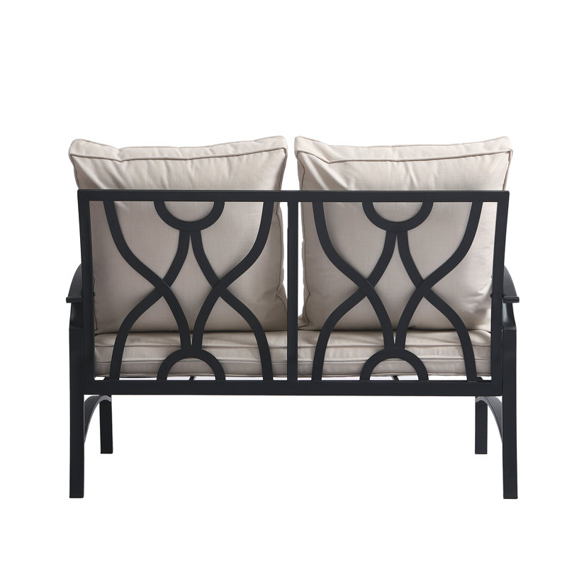 Causeuse d'extérieur en métal avec coussins Nickita, Beige
