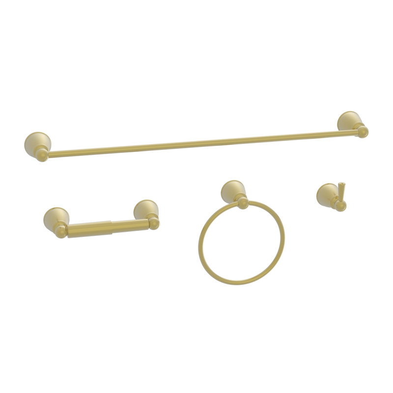 4 - Piece Bathroom Hardware Set, Matte Gold