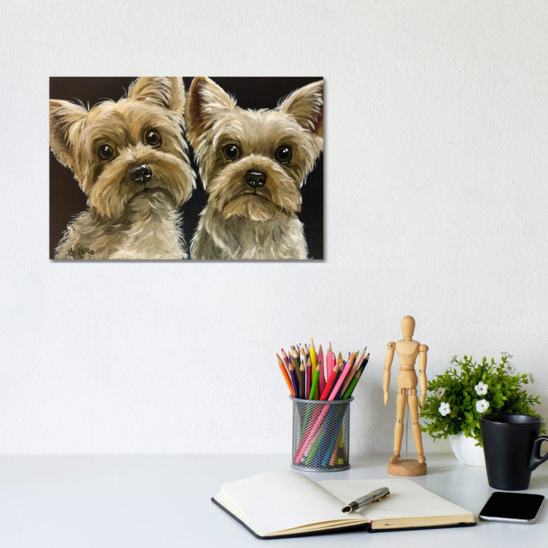 Two Yorkies - Wrapped Canvas Print, 20.32 cm H x 30.48 cm W