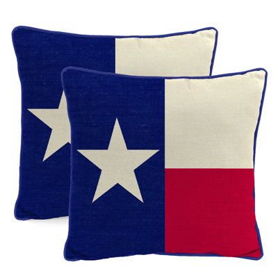 18" x 18" Red, White and Blue Texas Flag Outdoor Throw Pillow with Welt (Set of 2)