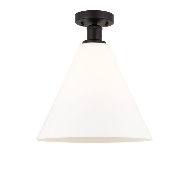 Plafonnier semi-encastré 1 lumière Yohannes, Blanc mat, H 13,13 po x l 12 po x P 12 po, Bronze huilé