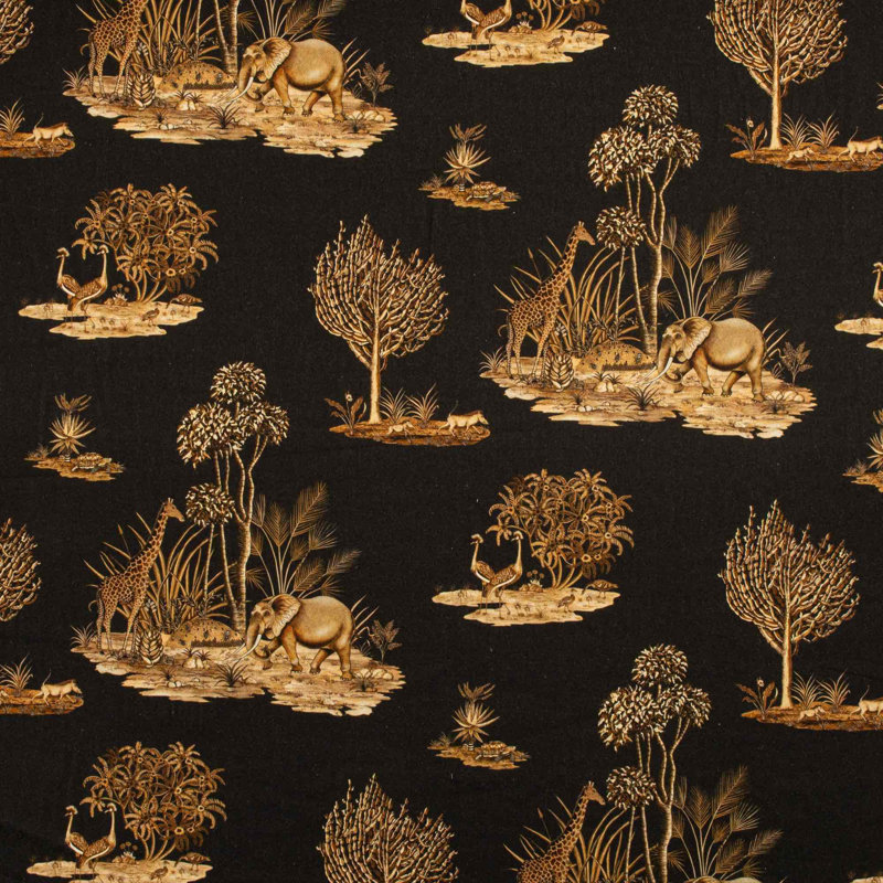 Ardmore Linen Fabric, Black/Gold