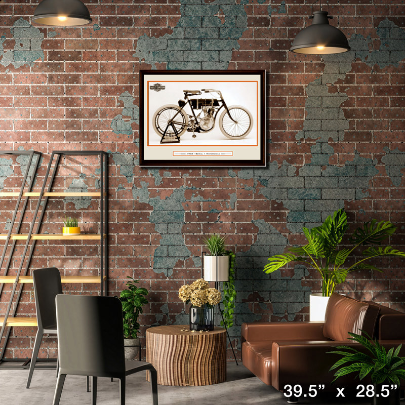 Harley Davidson, premier modèle imprimé encadré