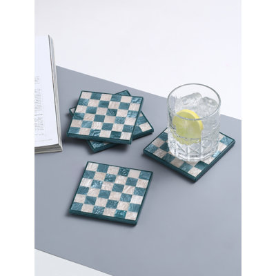 Resin Square 4 Piece Coaster Set