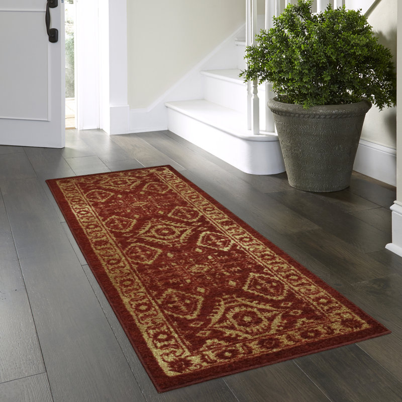 Tapis rouge / doré Eual, Tapis de couloir 1 pi 8 po x 5 pi