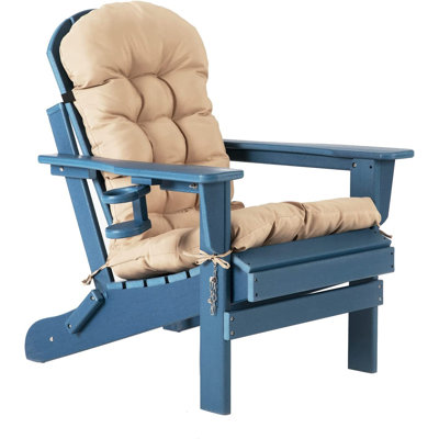 Chaises pliantes Adirondack avec coussin, chaise de patio surdimensionnée en PEHD résistante aux intempéries