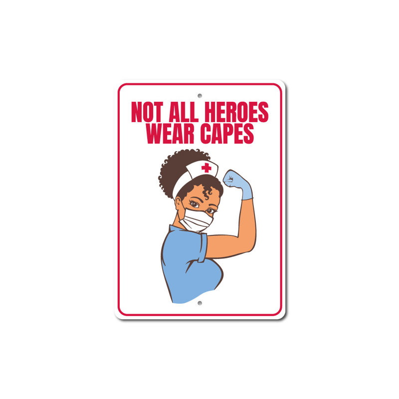 Plaque en aluminium «Nurse Hero», H 18 po x l 12 po x P 0,06 po