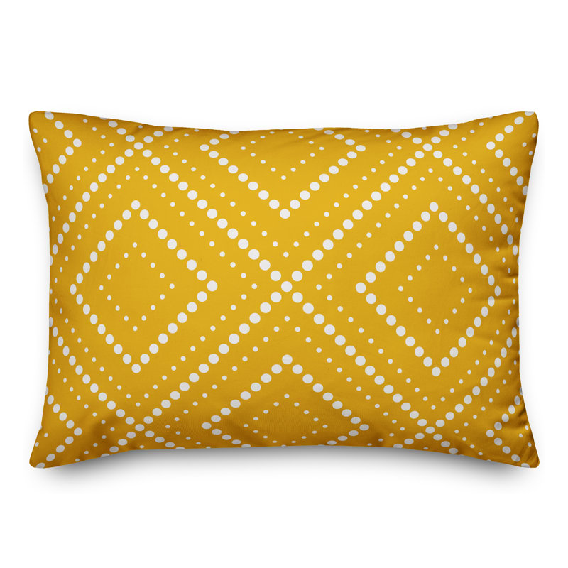  Dotted Diamond Lumbar Pillow, Yellow/White