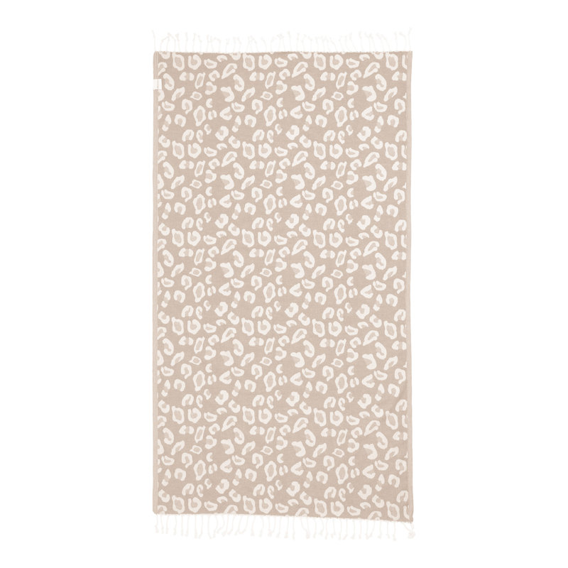 Chanyah Leopard Print 100% Cotton Beach Towel, Beige