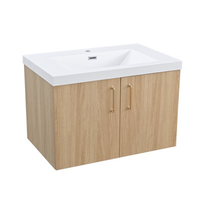 Meuble-lavabo moderne Angela avec comptoir intégré en composite blanc