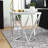 Burgett Stainless Steel Metal Side End Silver Accent Table with Marble Top