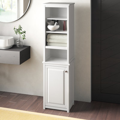 Armoire tour de salle de bain avec tablettes ouvertes et rangement pour porte Dorset