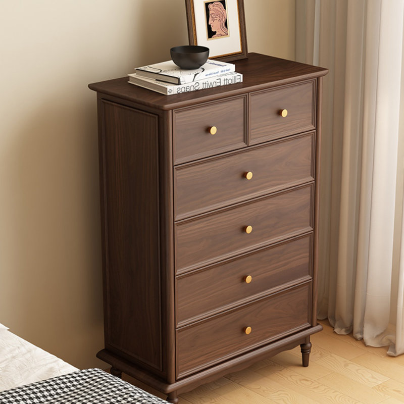 Commode décorative en bois massif noyer noir pour chambre à coucher