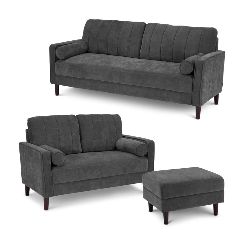 Canapé de 77 W, causeuse de 54 W et repose-pieds avec rangement