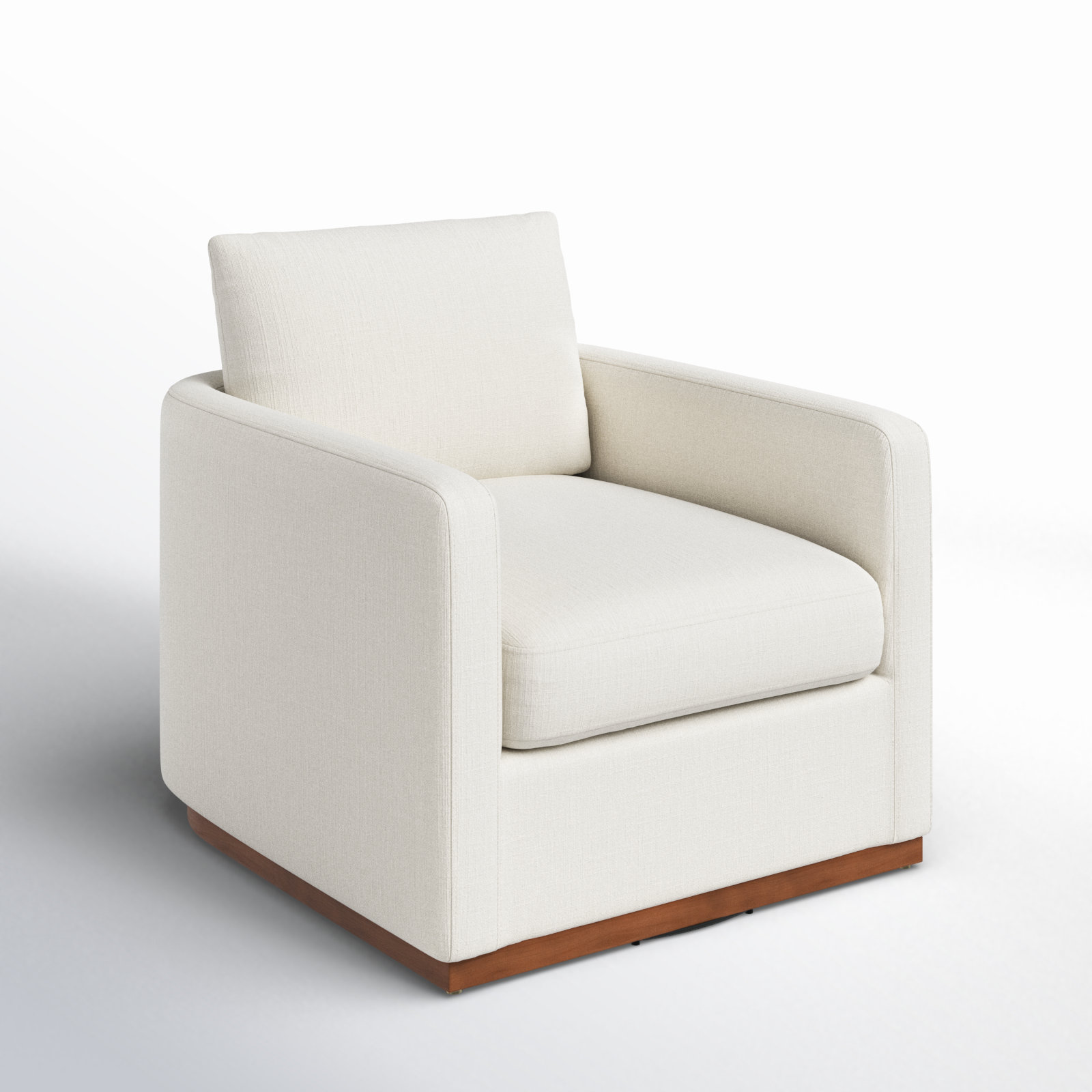 Bobbi Linen Swivel Armchair, Flannigan Cotton White Performance Weave