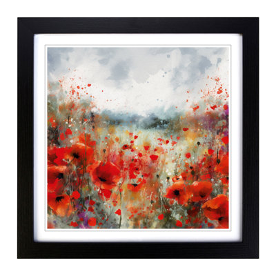 Poppy Field Splatter No.2 1 Piece Single Picture Frame Wall Art