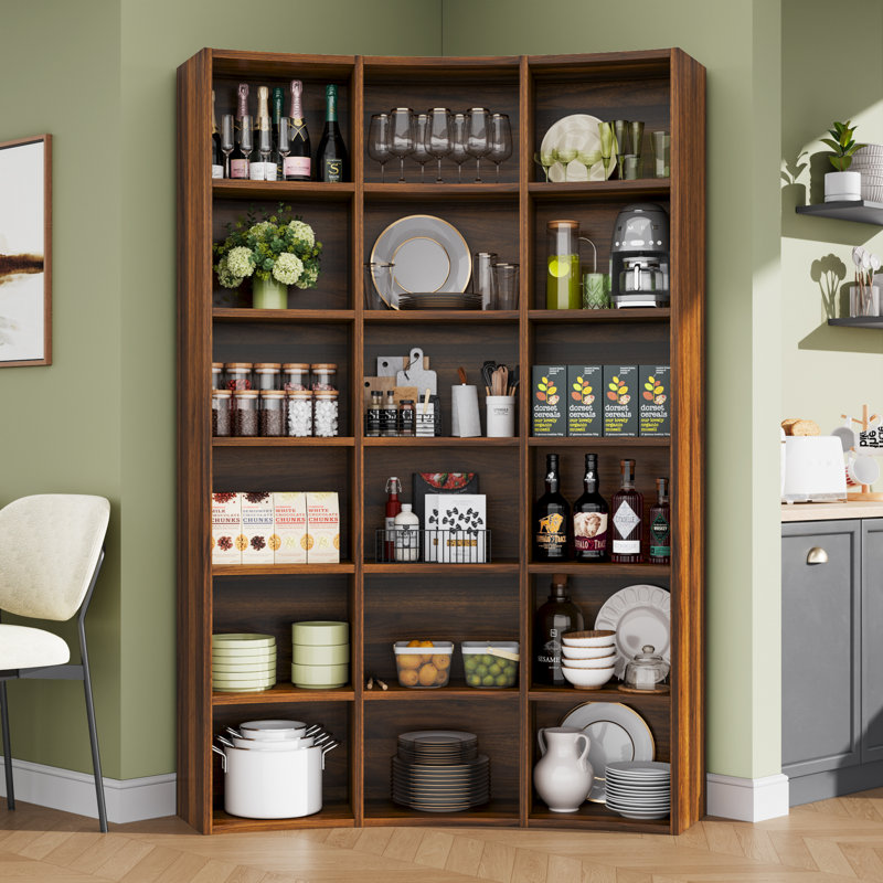 70.9" Tall Corner Bookshelf, 6 Tier Arc Shape Corner Shelf, Freestanding Bookcase For Living Room And Office, Brown