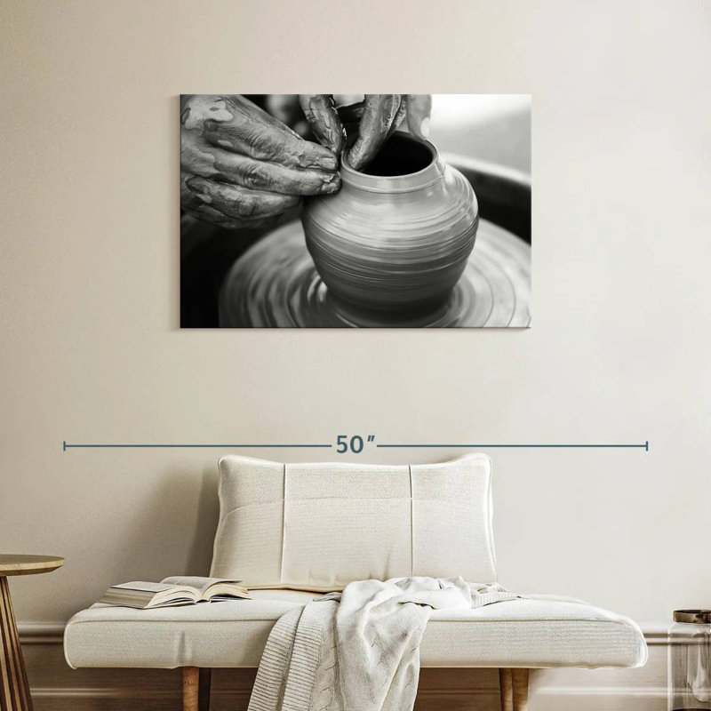 Senne Clay On Pottery Wheel, 24" H x 36" W