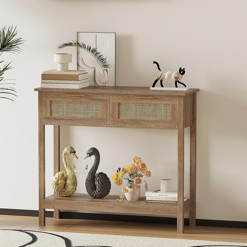 Console en rotin Farmhouse, Brun