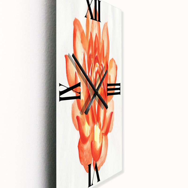 Détail rétro d'un lotus orange - horloge murale traditionnelle, Grand