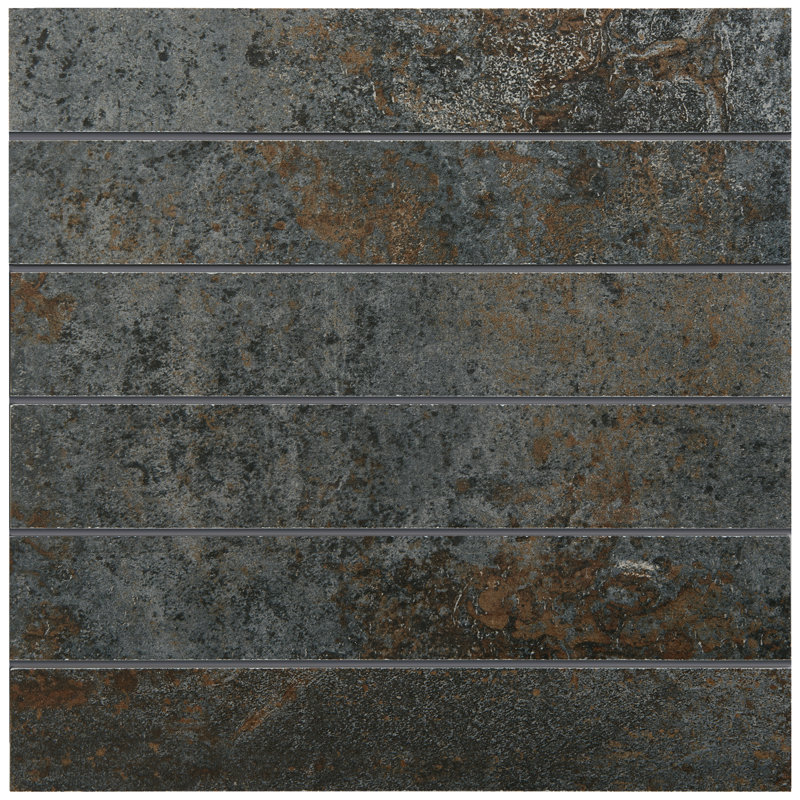 Common Core 2'' W x 12'' L Porcelain Metal Look Tile Mosaic Sheet, Steel