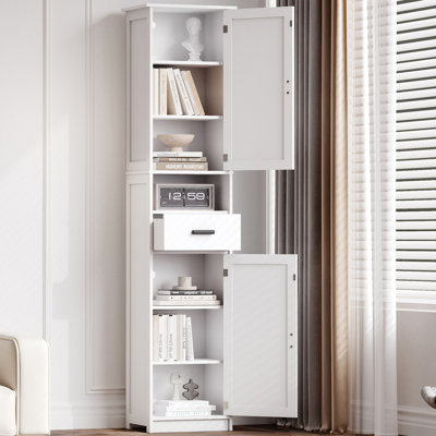 Armoire à linge avec portes solides et tablettes réglables