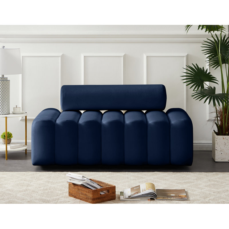 Fareiz 58'' Velvet Loveseat, Navy Velvet