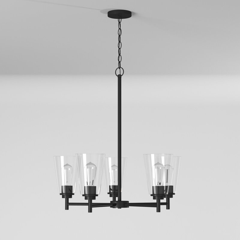 5 - Light Dimmable Classic / Traditional Chandelier, Matte Black