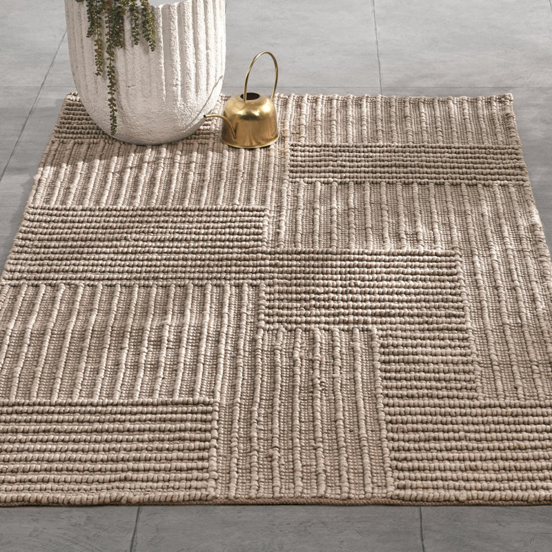 Clayton Geometric Area Rug in Beige, Rectangle 5' x 8'