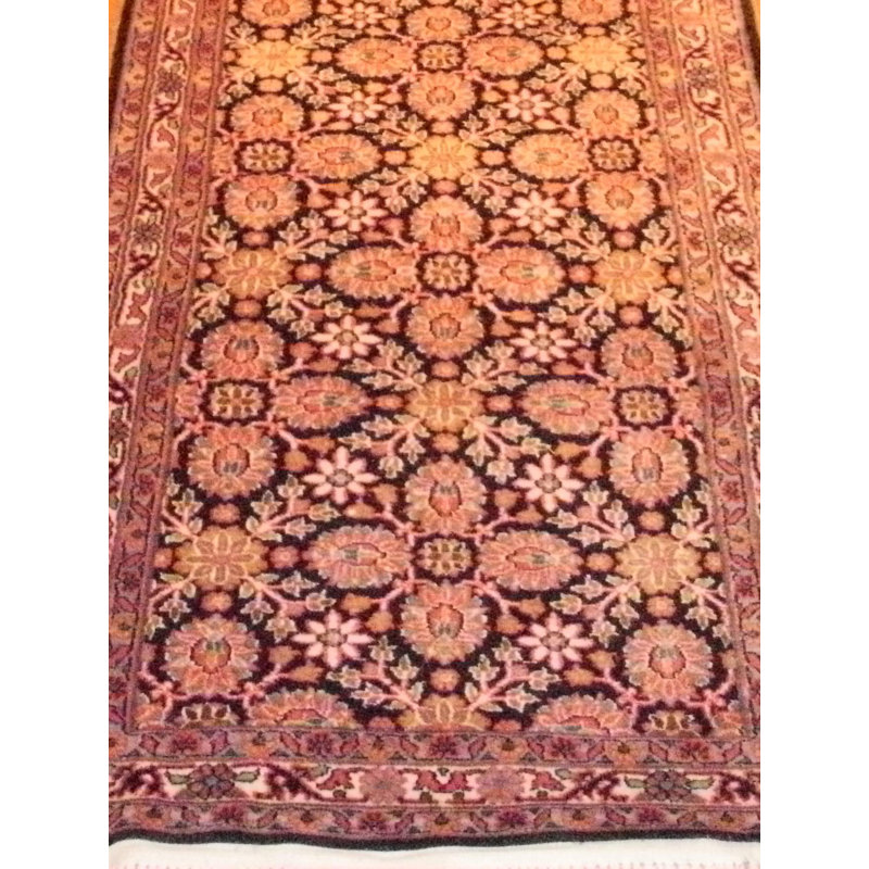 Tapis noir / doré en soie noué à la main Tabriz