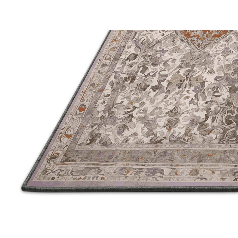 Tapis gris soyeux et moelleux, Rectangulaire 3 pi x 5 pi