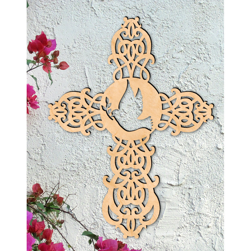 Décoration murale en bois croix, H 24 po x l 18 po x P 0,25 po