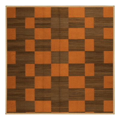 Machine Washable Checkered Brown Area Rug