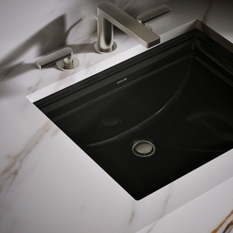 Memoirs Vitreous China Rectangular Undermount Bathroom Sink with Overflow, Black