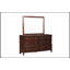 Commode 6 tiroirs en bois de style transitionnel avec finition cerisier foncé, combinant élégance et fonctionnalité pour toute chambre à coucher.