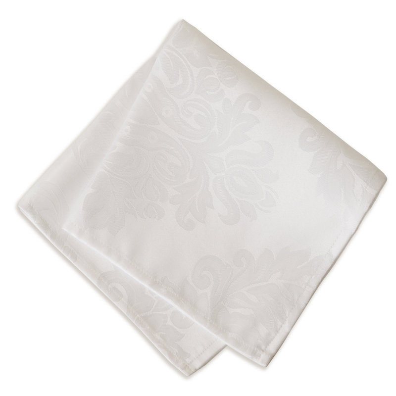 Burchfield 100% Polyester Damask Square Napkin, White