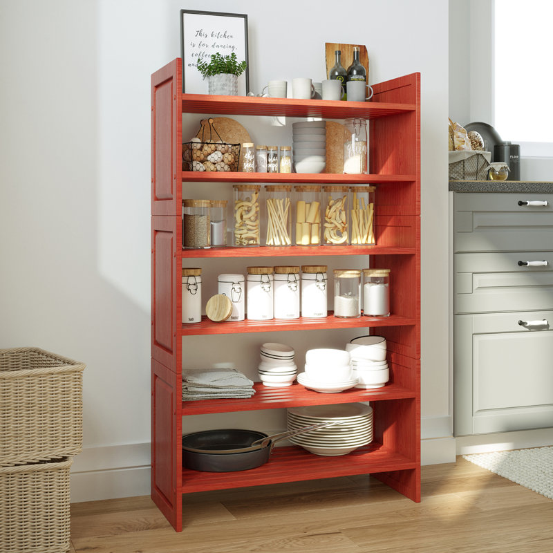 Support de rangement en bois massif à 3 niveaux, Rouge
