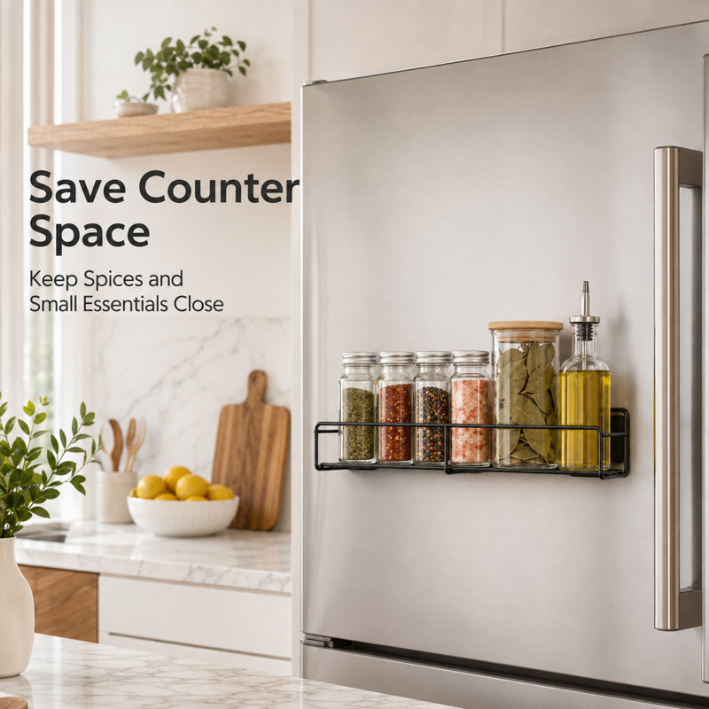 Magnetic Black Spice Rack with Shelves