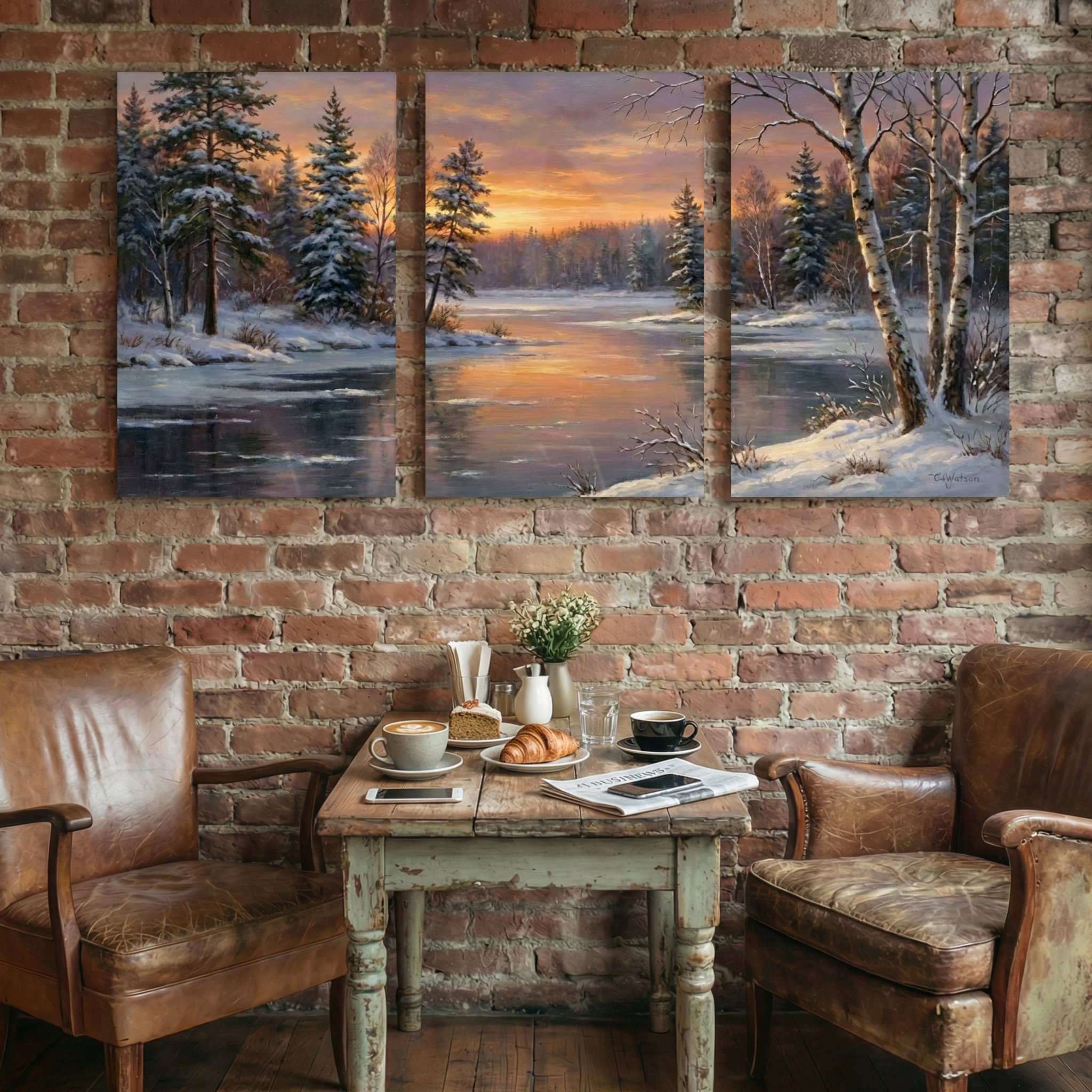 Red Barrel Studio Landscape & Nature Winter Sunset River Snow Trees ...