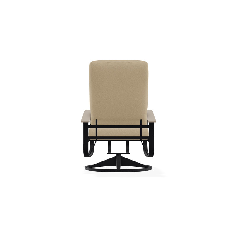 Belle Isle Outdoor Swivel Lounge Chair, Cast Ash Sunbrella® Plainweave, Desert P60, Textured Black