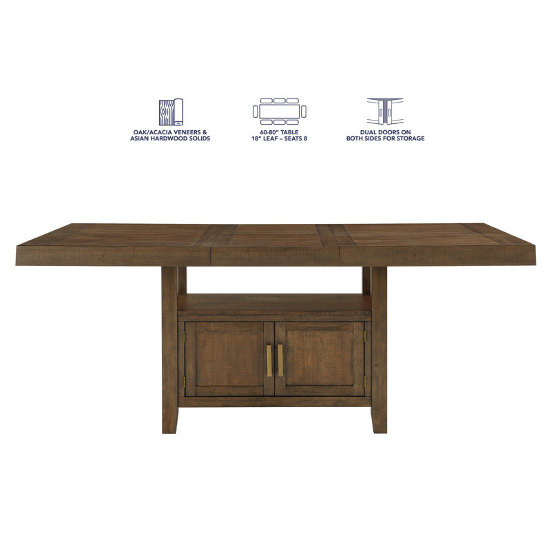Garland Extendable Wood Counter Table, Toffee Brown