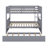 Bunk Bed with Trundle, Ladder and Guardrails, Convertible to Two Individual Bed
